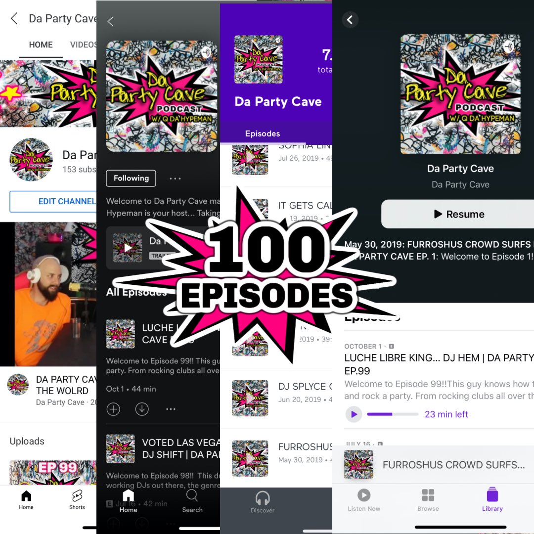 DaPartyCave's tweet photo. Tomorrow!! We can’t believe it’s going to be the 100th Episode of #DaPartyCave w/your Host Q Da Hypeman! Rockin since 2019!
Available on @youtube @spotify @ApplePodcasts @anchor &amp; other ALL Streaming Platforms! #Podcast https://t.co/Pn2la76uay