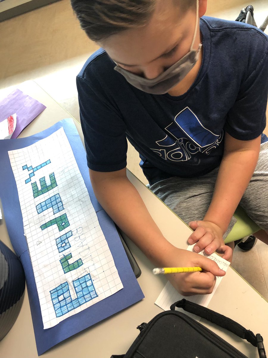 ThisFloridaMom's tweet photo. Using our names to discover area and perimeter. #iteachmath #MinecraftEdu https://t.co/73RJp2ygyY