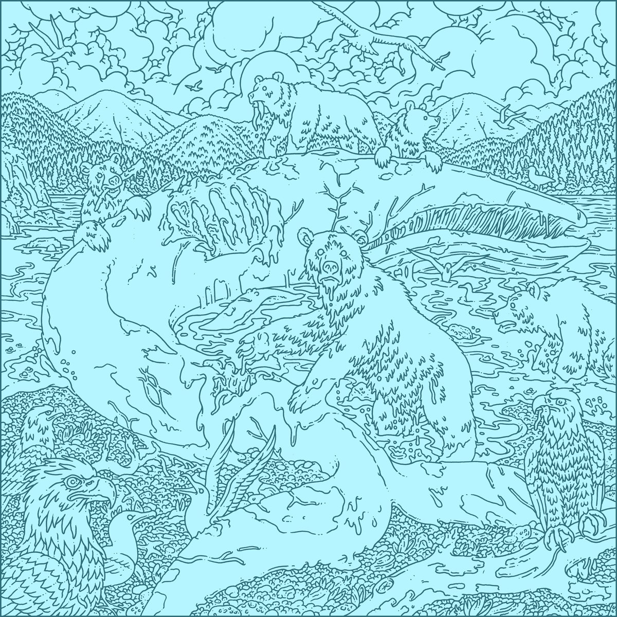 EBNyquist's tweet photo. Coronation 2021. For @giant_robot #postitshow17 #postitshow #ericnyquist @exploreorg @KatmaiNPS #brownbear #drawing https://t.co/bc53KoKHTA