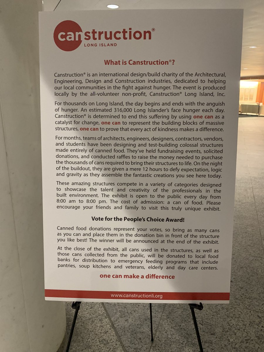 whittneysmith_'s tweet photo. Finally got a chance to see the @Canstruction display at RXR Plaza! Great job by Deanna and her team under the direction of @MsEdwards_ 

Winner of two awards 🥇 Most CANtastic (Best Meal) &amp; Best CANcept (Best Use Of Labels)

Vote for them👇
https://t.co/UPg4SiINRE

#MineolaProud https://t.co/0le4HR1EEk