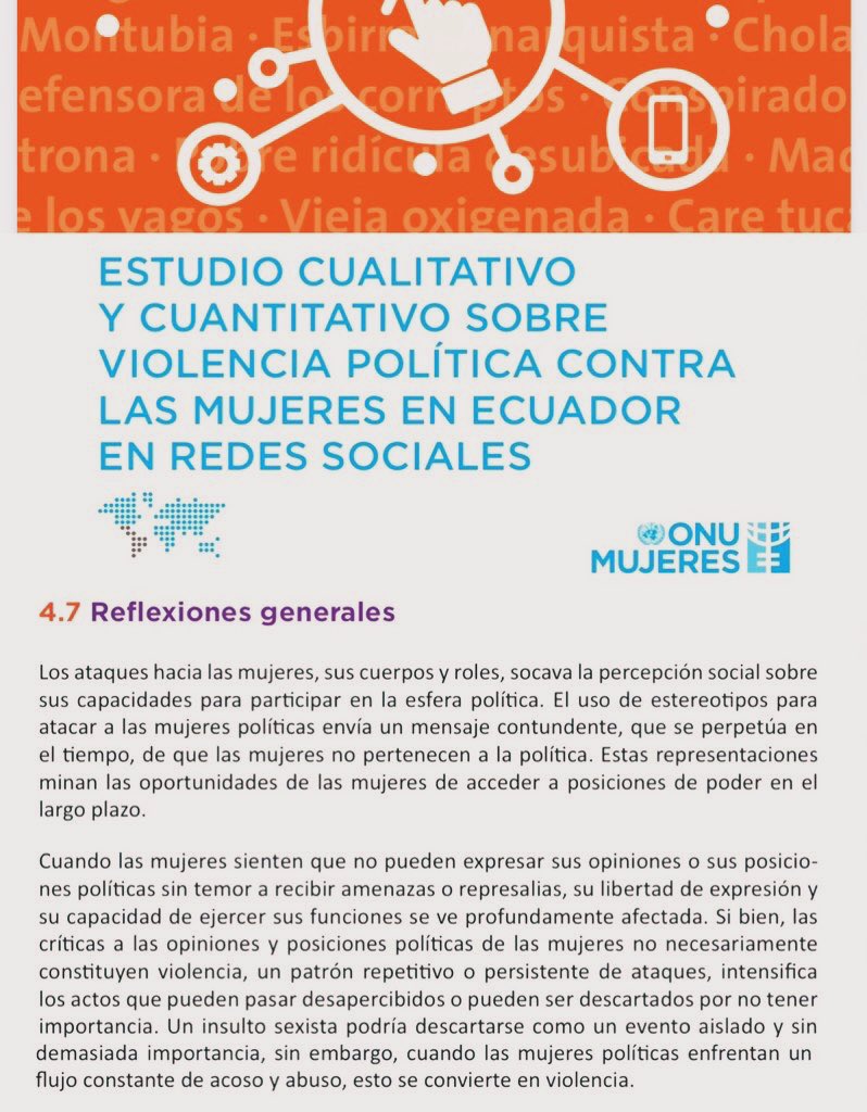 ECdimitri's tweet photo. “El uso de estereotipos para atacar a las mujeres políticas envía un mensaje contundente, que se perpetúa en el tiempo, de que las mujeres no pertenecen a la política”

-
Estudio sobre violencia política contra mujeres en #Ecuador en redes sociales (2020) 
https://t.co/VjbJDaNk3E https://t.co/myiJUkUgpY