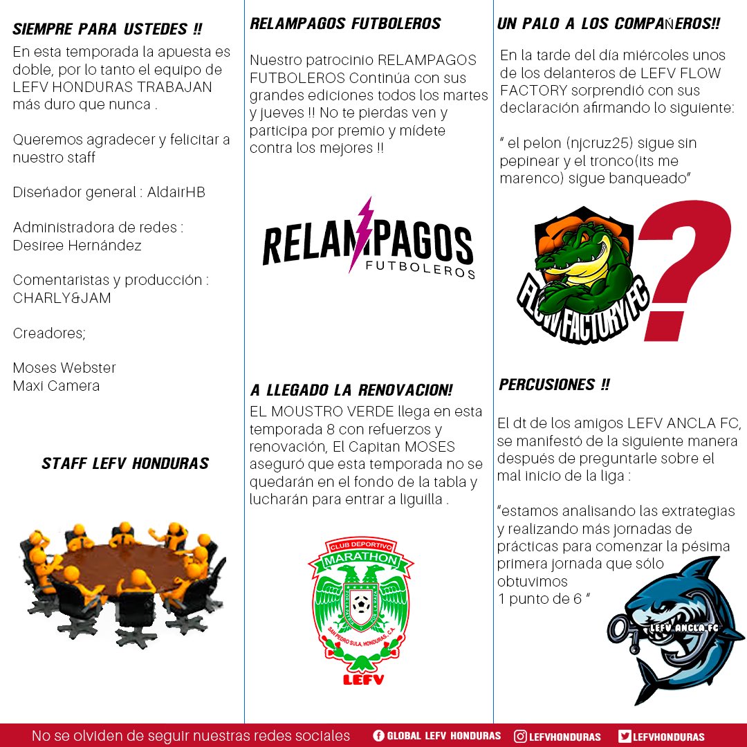 LefvHonduras's tweet photo. #lefvhondurasmagazine📣
Todo lo que da de que hablar, entérate de qué pasó esta semana
SPONSOR OFICIAL: @relampagos_futboleros
#fifa21 #comercialfc #likes4likes #futebolvirtual #viral #gaming #gamer #proclubs #fifa22 #fifa21 #panamajuegapes #esports #proclubes #clubesprofifa https://t.co/2AjKO7Bu6y