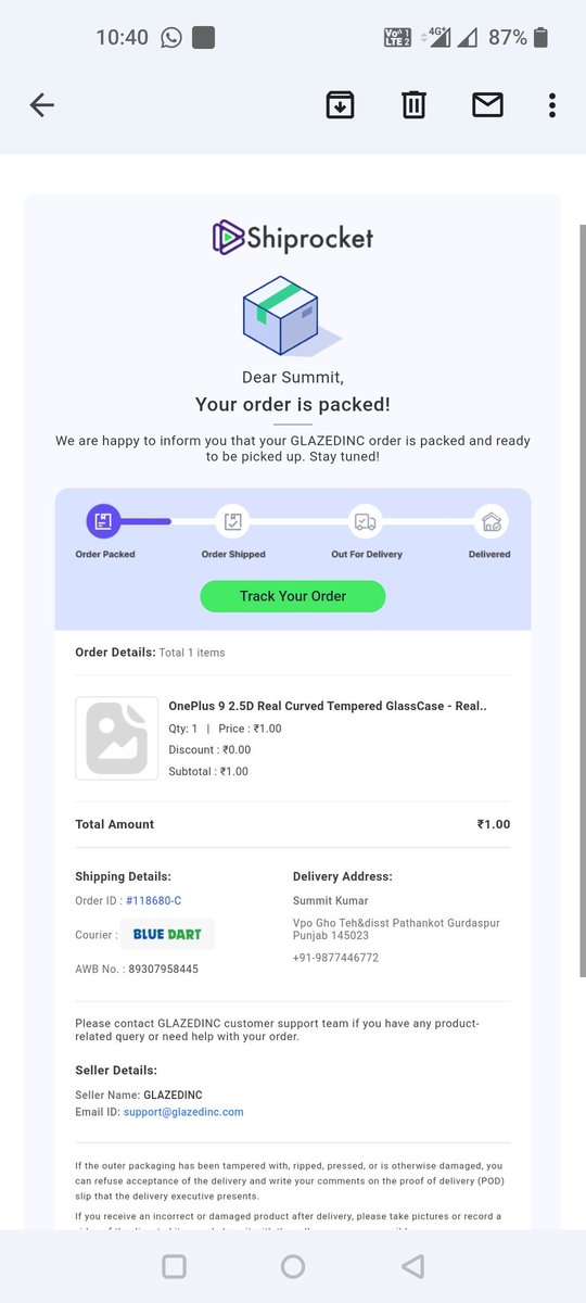 summitk3469's tweet photo. @GlazedInc hlo sir what is this wrong packing  yeh kya kr diya pack sir muje OnePlus 9r case cover chahiye sir OnePlus 9r back cover matte black yeh bhejo sir pllssss🙏🙏 https://t.co/pqThpz3q2w
