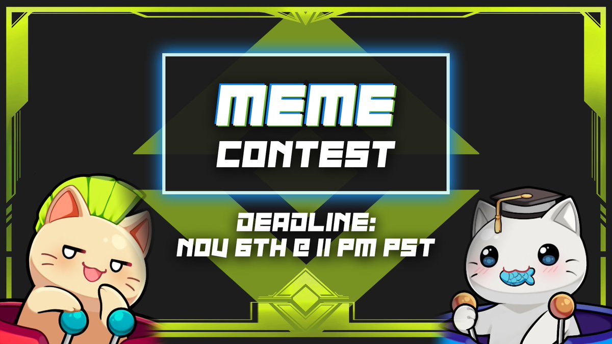 nyanheroes's tweet photo. 🎁 It's time for another giveaway competition!🎁

Show us your funniest memes! Our Nyans want to be ENTERTAINED😹

To enter:
1⃣ Like and RT this post
2⃣ Submit your Nyan Heroes Meme in our Discord

DEADLINE: Nov 6th #NFTGiveaway 

3 winners will be selected to win a Genesis Nyan! https://t.co/i4Uw7hRJWb