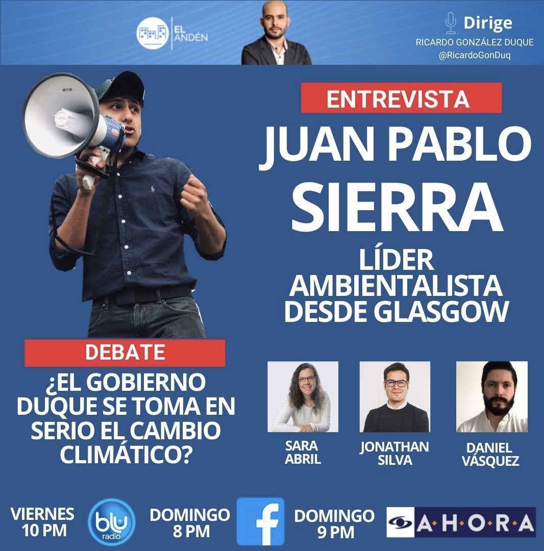 RicardoGonDuq's tweet photo. Mañana nos escuchamos y el fin de semana nos vemos en #ElAndénBlu. 

La entrevista con @juanpasierra11 
El debate con @SaraAbril_G, @SilvajonathanCo y @Daniel_VasquezT. https://t.co/9cHYGa8qbP