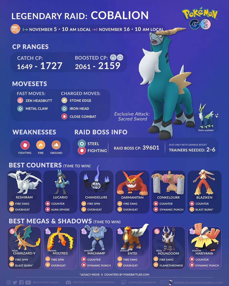 Pokemon Go Cobalion, Terrakion and Virizion: Best counters