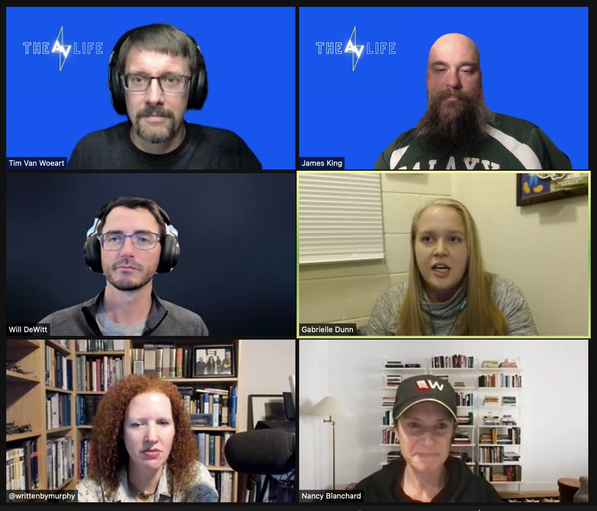 AV_JamesKing's tweet photo. Thursday = @TheAVLifePod This going to be a good one with @Willrdewitt @WrittenByMurphy @nancyblanchard and Gabrielle. #higheredav #highered #avinhighered https://t.co/d1qlmLMNym