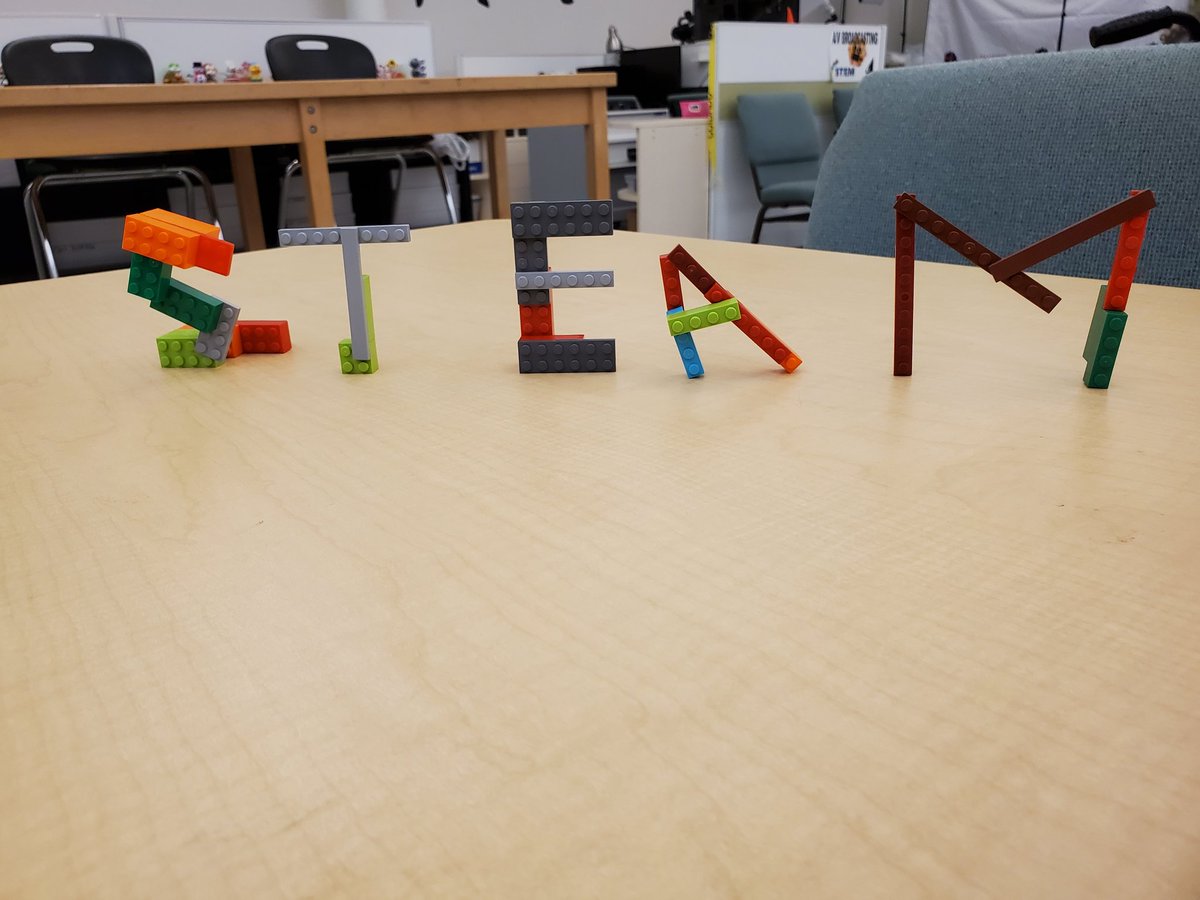mrs_orr's tweet photo. Challenged my students to create the word STEAM in under 5 minutes with LEGOs. These are some of their creations. https://t.co/bmItDXun5K