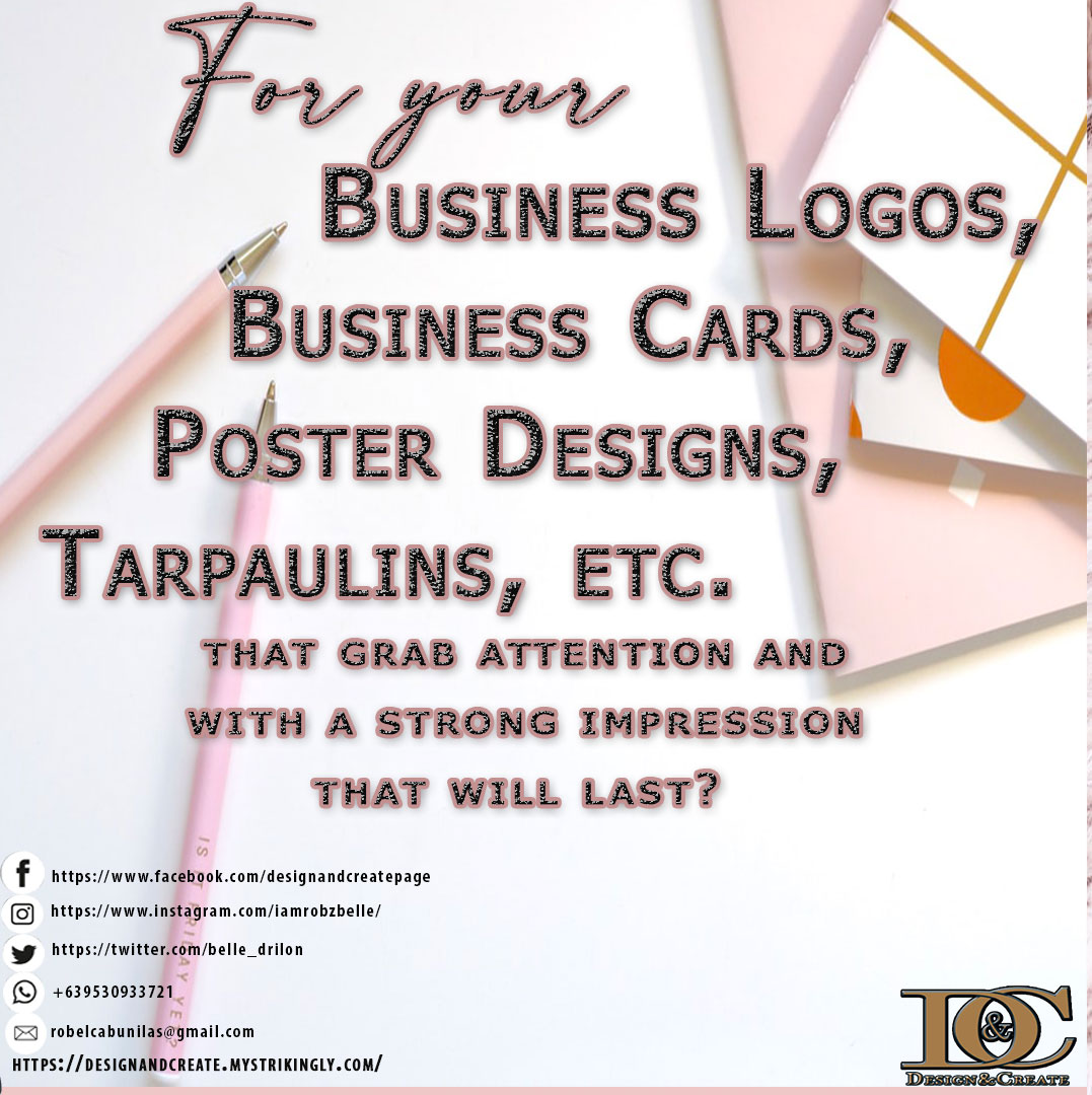 belle_drilon's tweet photo. 🤔❓Don't know what to do on how to make new and effective designs for your business logos, putting logos on business cards, creating poster designs, tarpaulins, etc.?

Message or Give us a 📞.
#DesignandCreatePage #businessidentity #effectivedesign https://t.co/149WrmqT73
