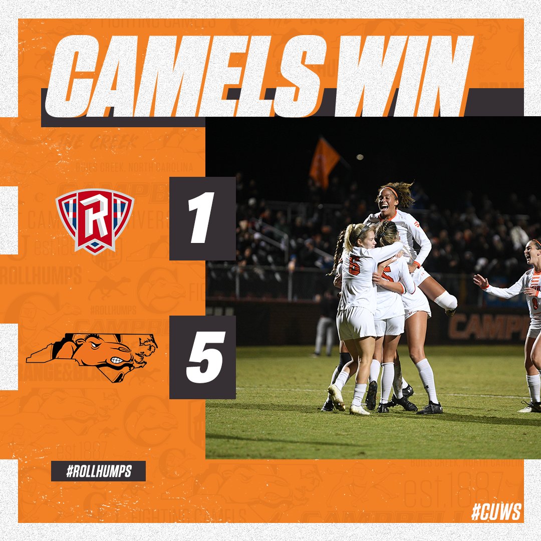 GoCamelsWSOC's tweet photo. CAMELS WIN!

We're hosting the #BigSouthWSOC Championship finals against High Point on Sunday!

🎟 - https://t.co/wjFQyHcCLD

#CUWS // #RollHumps https://t.co/pDMMZtKqLF