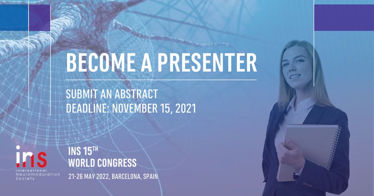 IntlNeuromod's tweet photo. Do you want to take part in the scientific program of #INS2022? Abstract submission is the key!
✔️Send us your research by 📅15 November 2021
✔️Contribute to advancing science
📩Submit your work:https://t.co/rw6Nxr4U1C
#neuromodulation #abstract #INS2022 https://t.co/GWUhjlSDxs