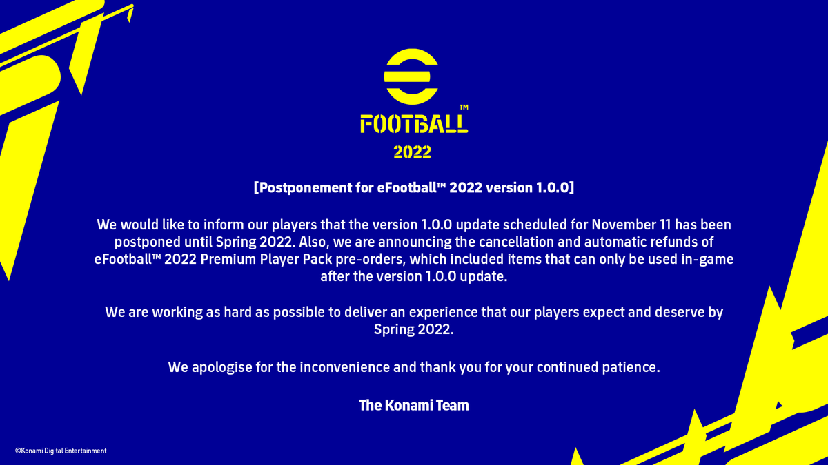 An important update from the development team.

More info - konami.jp/3BDVnSd