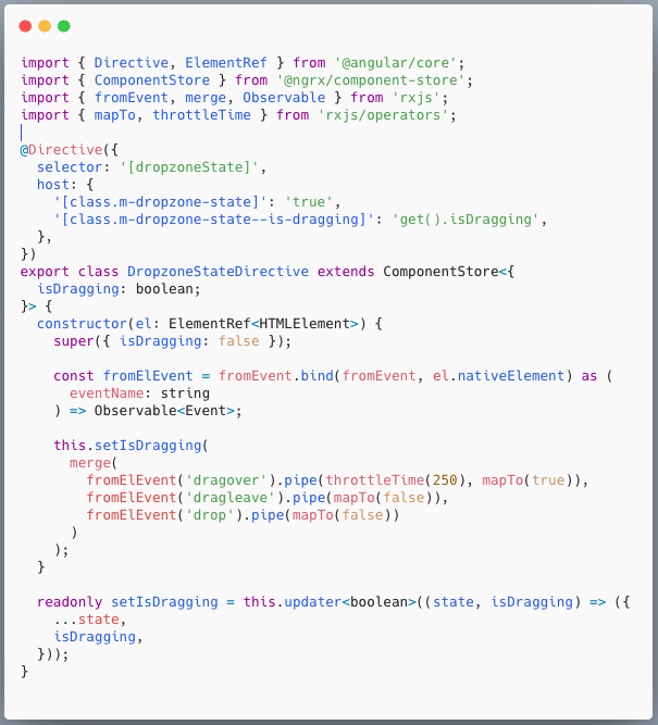 Nartc1410's tweet photo. Mixing this with @ngrx_io #ComponentStore because, well, you can 😍, for even a more concise directive. https://t.co/fKXPifZykp