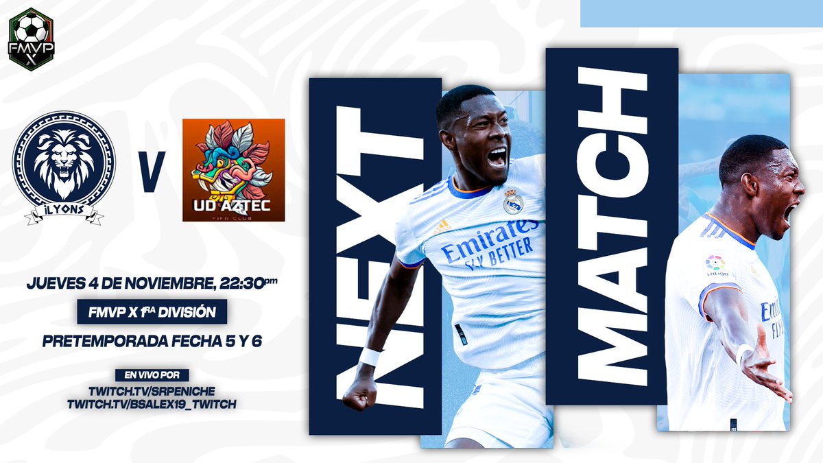 iLyonSss's tweet photo. 🚨 𝘿𝙄𝘼 𝘿𝙀 𝙋𝘼𝙍𝙏𝙄𝘿𝙊 🚨

🆚 | #UDAztec
⏰ | 22:30 PM
🏆 | #FMVPpretemporadaX 

🆚 | #UDAztec
⏰ | 23:00 PM
🏆 | #FMVPpretemporadaX 

#ProClubs | #Xbox | #eSports | #FIFA22 | https://t.co/eNd2kjglTn