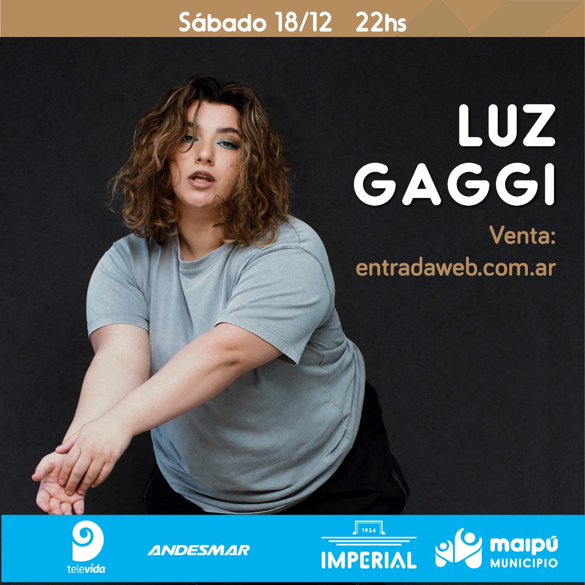 #LuzGaggi llega a #ImperialMaipu <a href="/MaipuMunicipio/">Maipú Municipio</a> 👉Sábado 18/12 👉22hs. La subcampeona de "La Voz Argentina 2021", dueña de una de las voces más potentes que ha dado la edición del concurso, llega con un show que disfrutarás de principio a fin #VeniteAlImperial