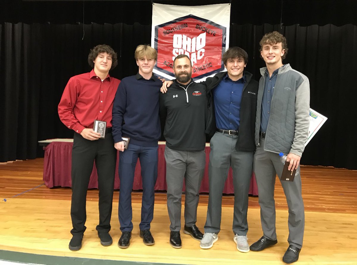 Great evening celebrating our 1st team  all SBAAC recipients! Congrats to <a href="/BoSnider8/">Bo Snider</a> <a href="/SiningerTyler/">Tyler $ininger</a> <a href="/DaughertyDamean/">Damean Daugherty</a> <a href="/jackmoore129/">Jack Moore</a> #RollPride #Team66