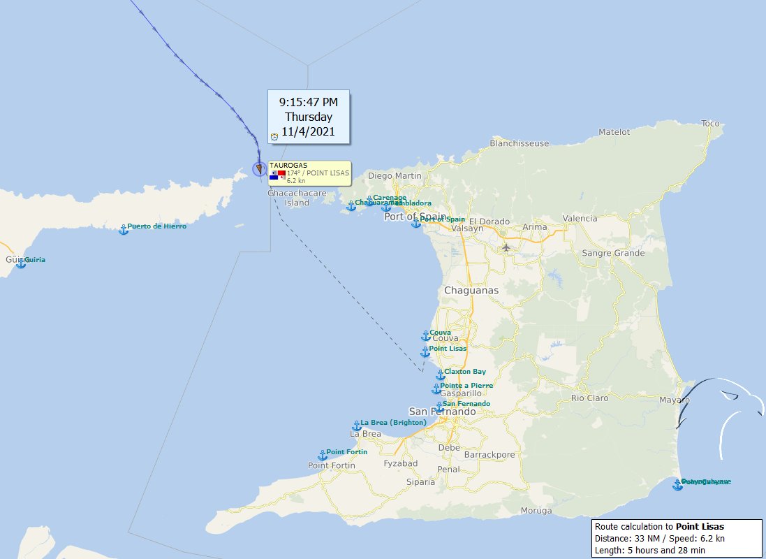 FlconEYES's tweet photo. #TAUROGAS #IMO9031985 C:10°44.464 N 61°49.277 W, llegando a Point Lisas, Trinidad y Tobago. #HappeningNow
#cubarcos #15ncuba #cubaesunadictadura #cuba #soscuba #abajoladictadura #abajoelcomunismo #abajoelpcc #4Nov https://t.co/GYsCtZ4xfO