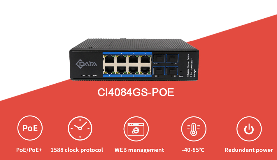 CdataYedda's tweet image. CI4084GS-POE is a high-performance Managed Industrial Ethernet #POE #Switch, which complies with FCC, CE, and ROHS standards. It provides 8*GE ports and 4* SFP ports, which can enhance the flexibility of network design and application.