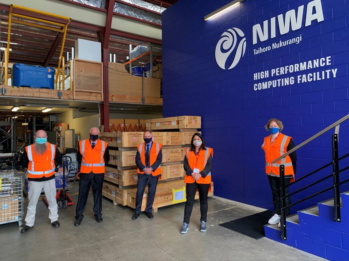 Thanks <a href="/niwa_nz/">NIWA</a> for showing me around your high performance computing facility this week.

The Māui and Mahuika supercomputers are together capable of &gt; 2x10^15 calculations per second!

This facility enables cutting edge eResearch in NZ across physics, genomics and more.