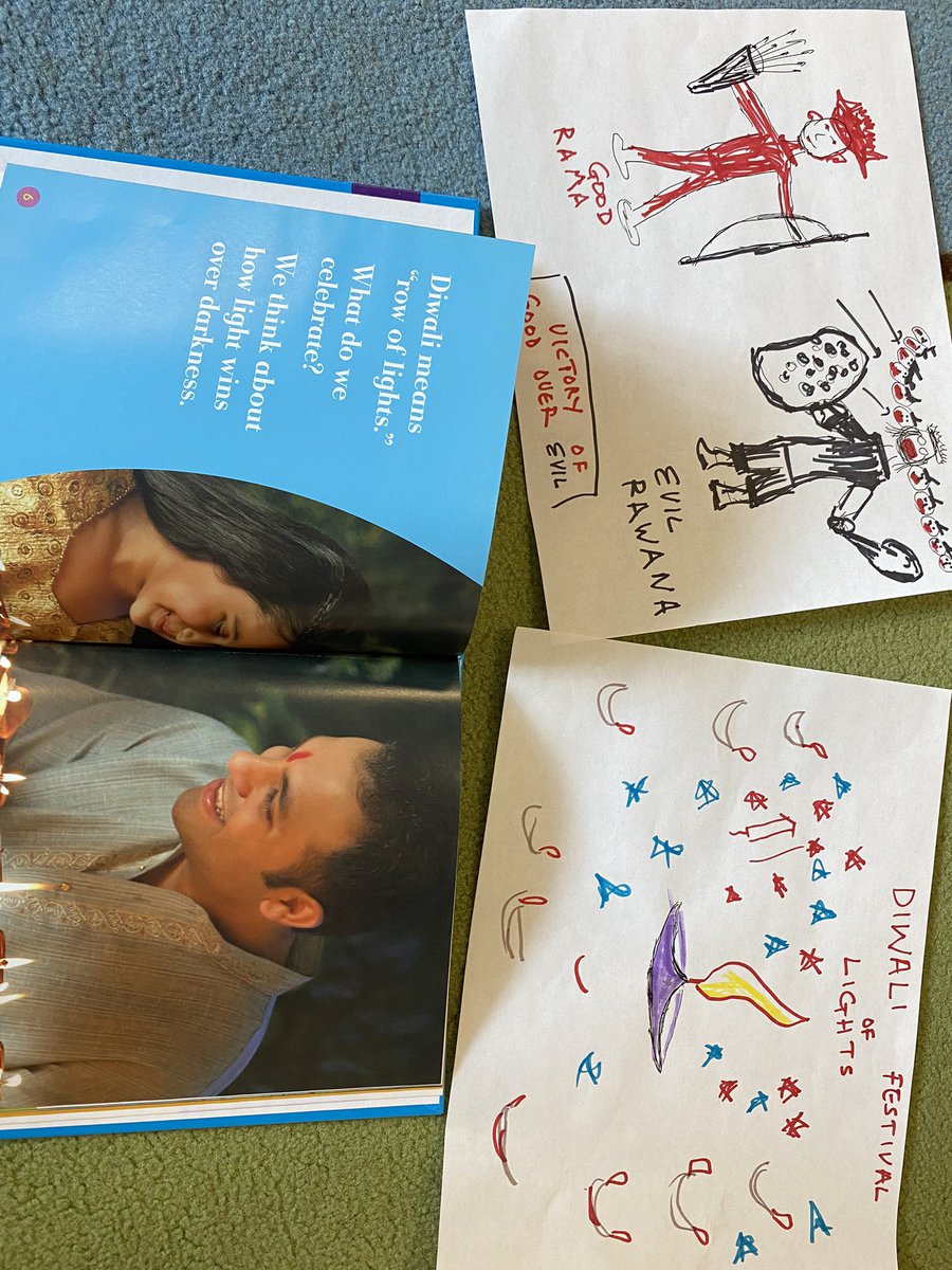HSchanski's tweet photo. When your student shares about himself/herself it brings such a connection and excitement to the classroom. I sure love teaching first grade. Happy Diwali! ❤️💙💚 https://t.co/c1kbvaVm1L