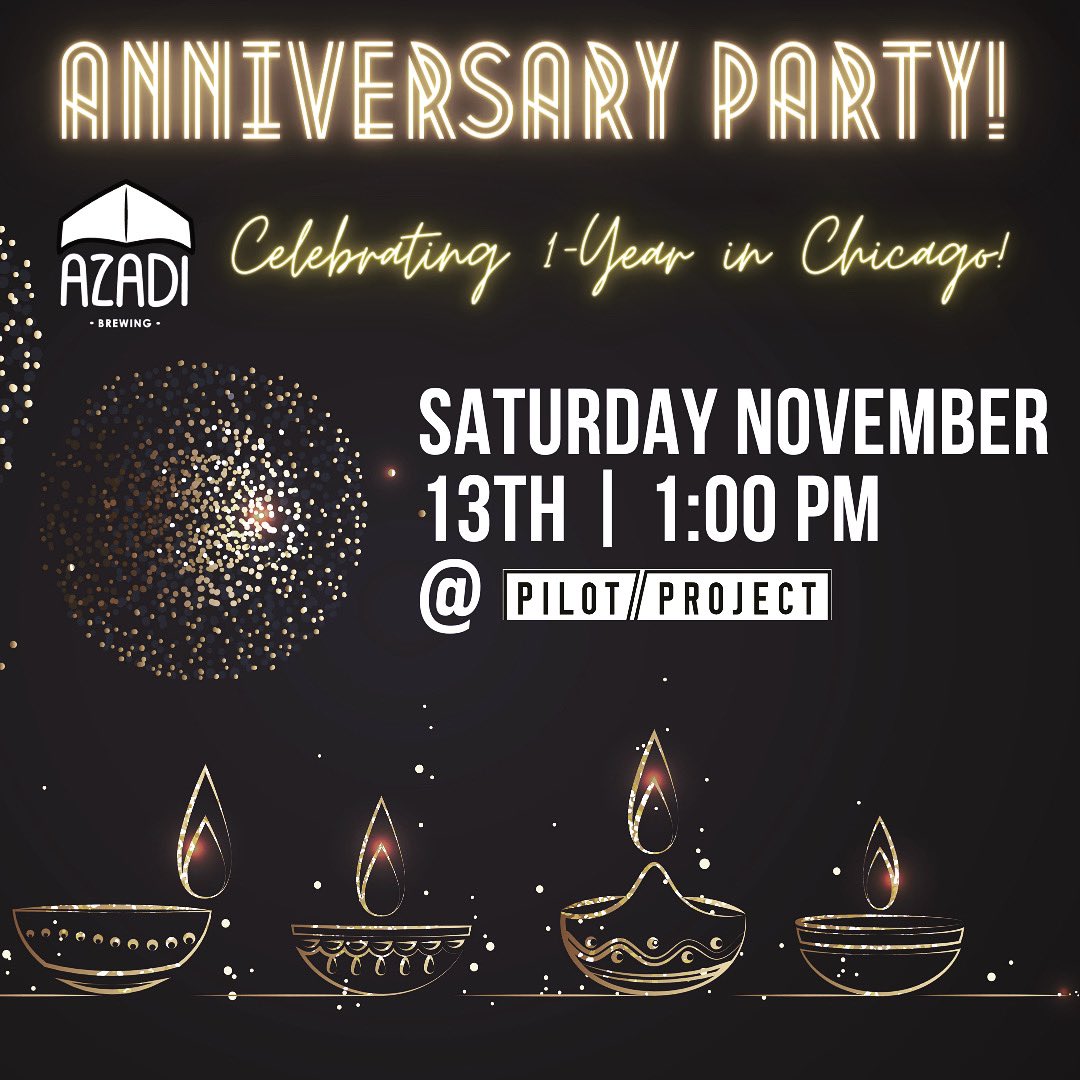 AzadiBrewing's tweet photo. Join us at @pilotprojectchi on November 13th at 1:00 PM. Tickets on https://t.co/Sj1KF06KH3 - $8 gets you entrance and a special edition can of Jaago, our chicory Amber ale. https://t.co/GxHaYsOSFW