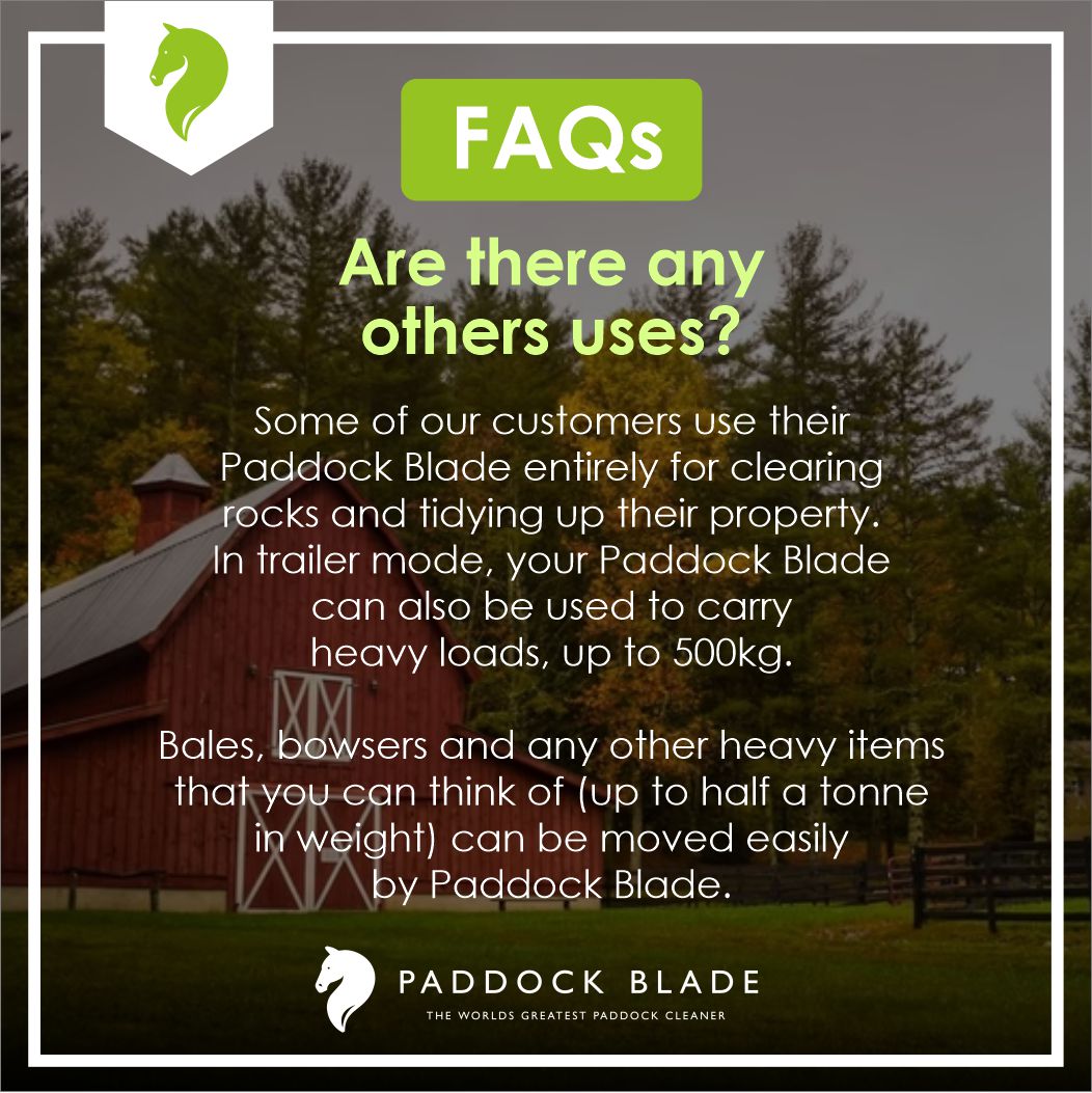 PaddockBlade's tweet image. Paddock Blade isn&apos;t just for cleaning your paddocks.
You can use it to carry heavy loads up to 500kg! 😱 Amazing, isn&apos;t it? 😍💞
GET YOUR OWN PADDOCK BLADE NOW!

#paddockblade #paddockbladeau #paddockcleaner #horselife  #faqs #questionandanswer