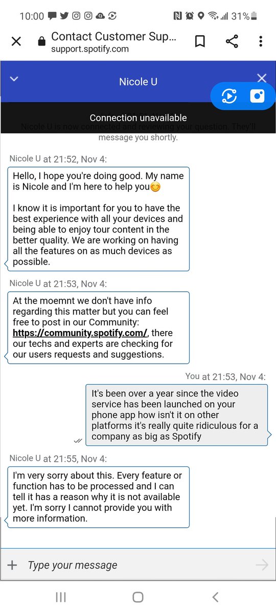 AJ_Earles's tweet photo. @Spotify great response to a valid question guys and then i was disconnected right after the response. Amazing I give you money https://t.co/hLr2YbJeNR