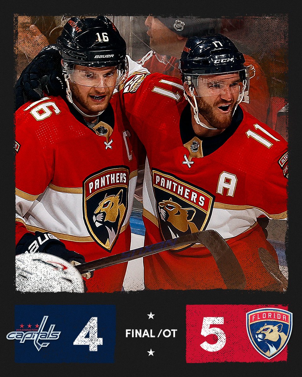 espn's tweet photo. FLORIDA IS HOT ♨️

The @FlaPanthers improve to 9-0-1 after defeating the Capitals in OT. https://t.co/oQSmVJnYXz
