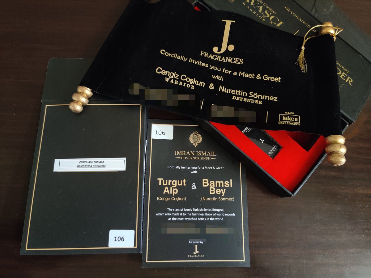 ZubiaMotiwalla's tweet photo. Thank you for the invite #TakeII and for the lovely box of perfumes #jdotfragrances J. | Junaid Jamshed
Can't wait to meet #turgutbey #turgutalp #bamsi #junaidJamshed
#Ertugrul #turkish #Pakistani #zubiamotiwalla https://t.co/BvAVoBb29w