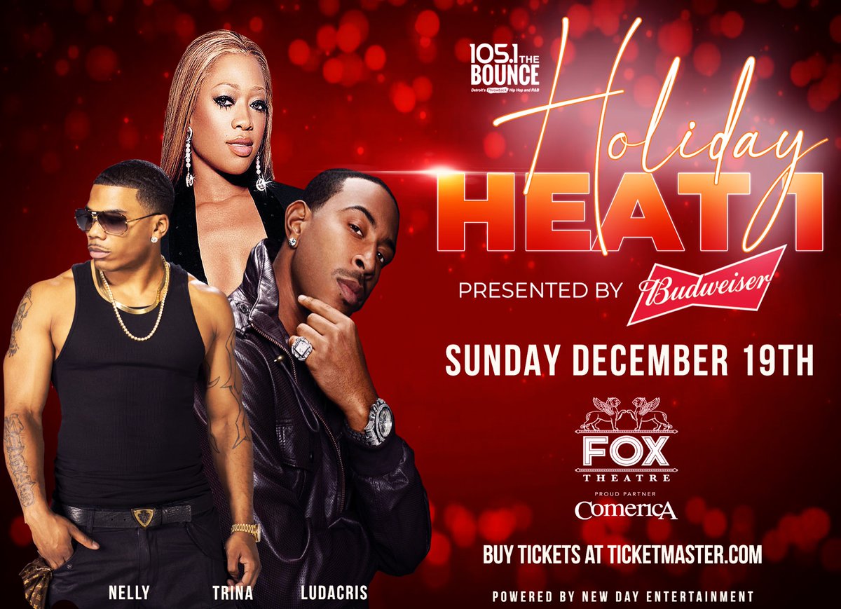 Detroit let's bring the heat! Join me, Nelly, and Trina at the Fox Theatre December 19th for 105.1 The BOUNCE Holiday Heat! Get your tickets at: ticketmaster.com
#luda #dtp #foxtheatre #105-1 #BOUNCE