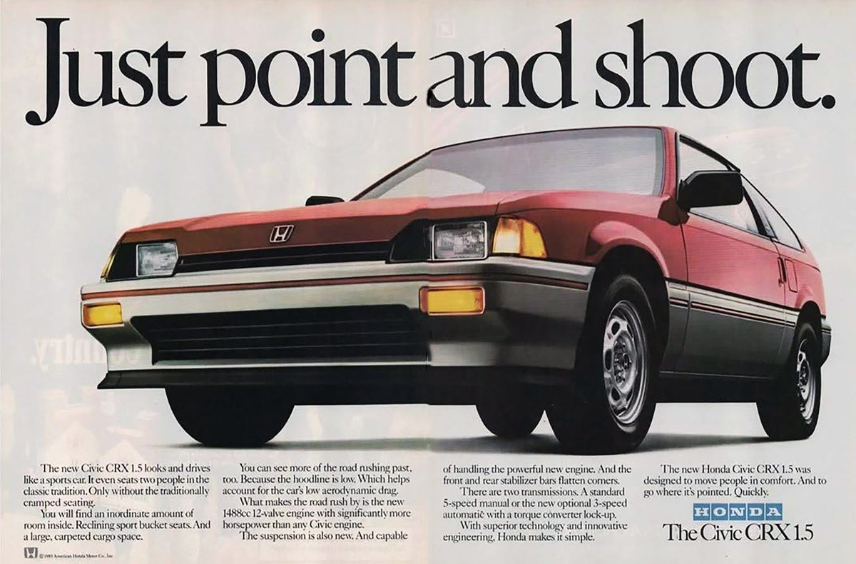 HondaCanada's tweet photo. The 1984 CRX, as each day passes the more this classic Honda goes up in value and desire!
#TBT #classic #CRX #wewantonetoo https://t.co/jBek2z9zRU