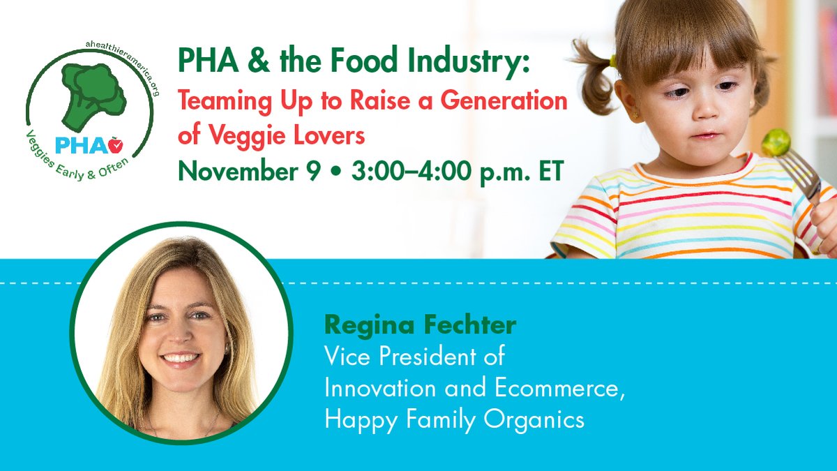 We are excited to be working alongside @phanews to raise a generation of veggie lovers! Join PHA and our Vice President of Innovation and Ecommerce for a panel discussion about how the food industry can help parents and caregivers raise veggie-loving eaters on 11/9 at 3:00pm ET.