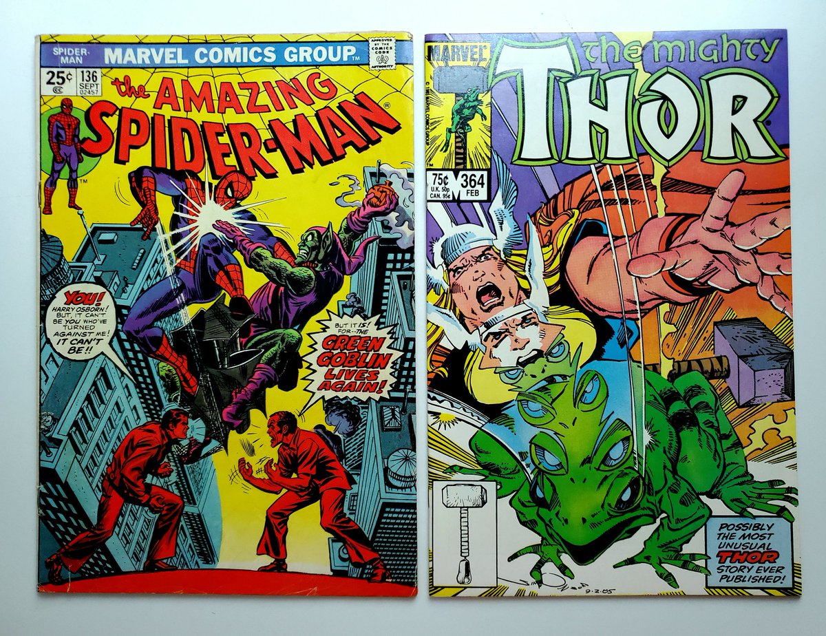 Recent pickups: the issue where Harry Osborn becomes Green Goblin and the 1st appearance of Frog Thor aka Throg aka Puddlegulp. https://t.co/vHlSummzbv