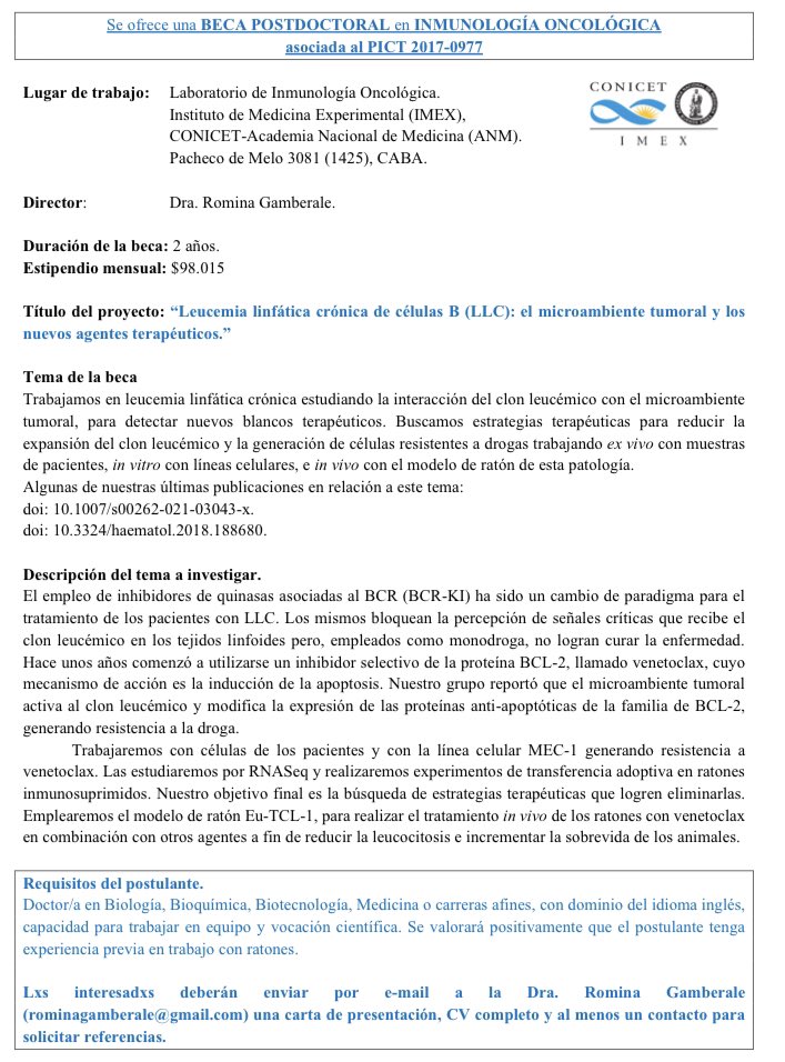 imex_conicetanm's tweet photo. Aún tenemos una posición postdoc disponible! No dudes en escribirnos! 

RT por favor https://t.co/YydLZUD02c