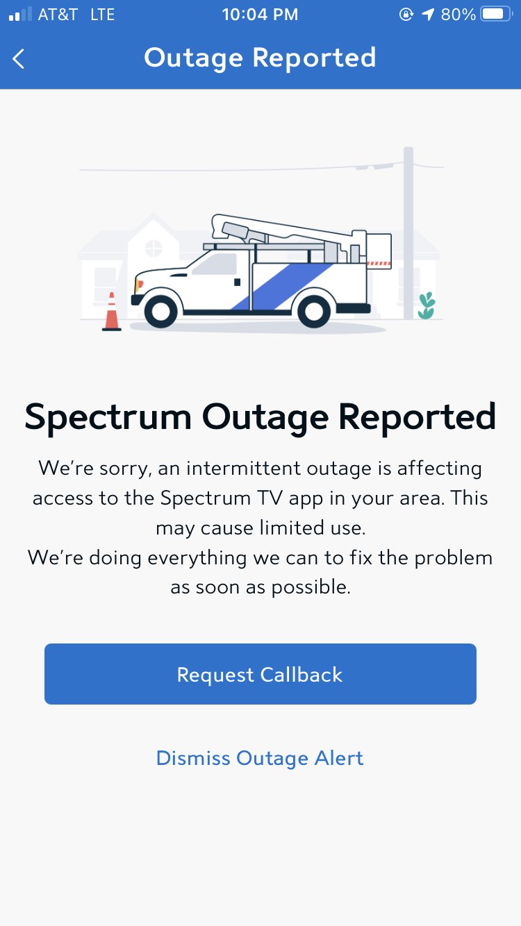 Screenshot Spectrum Outage App  