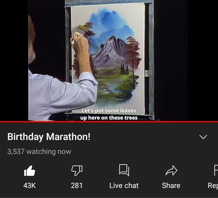 This stream has nearly been going on for a week now

Happy belated Birthday Bob Ross 