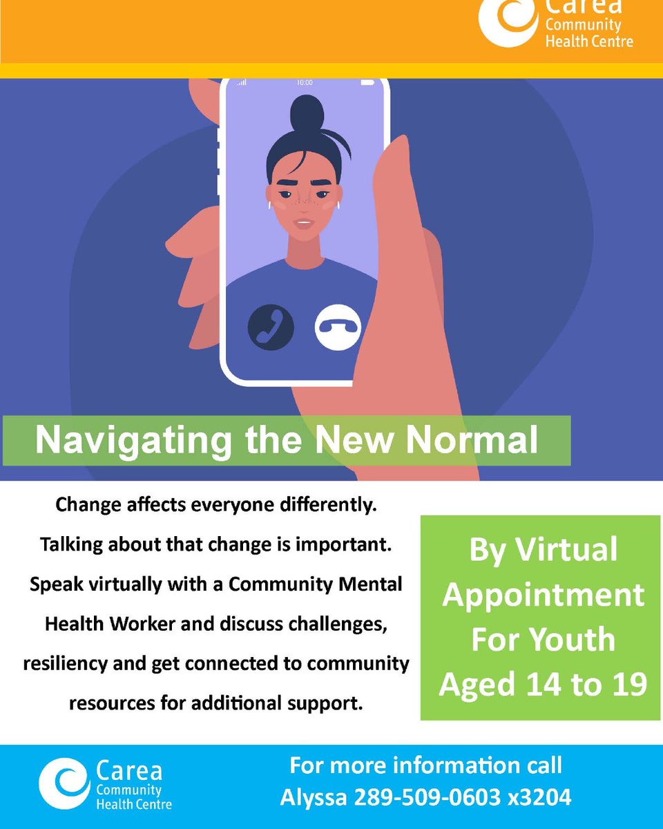 Navigating the New Normal - connect with our Community Mental Health Worker.  Call Alyssa 289-509-0603 x3204 for a virtual appointment.  #mentalhealth #starttheconversation