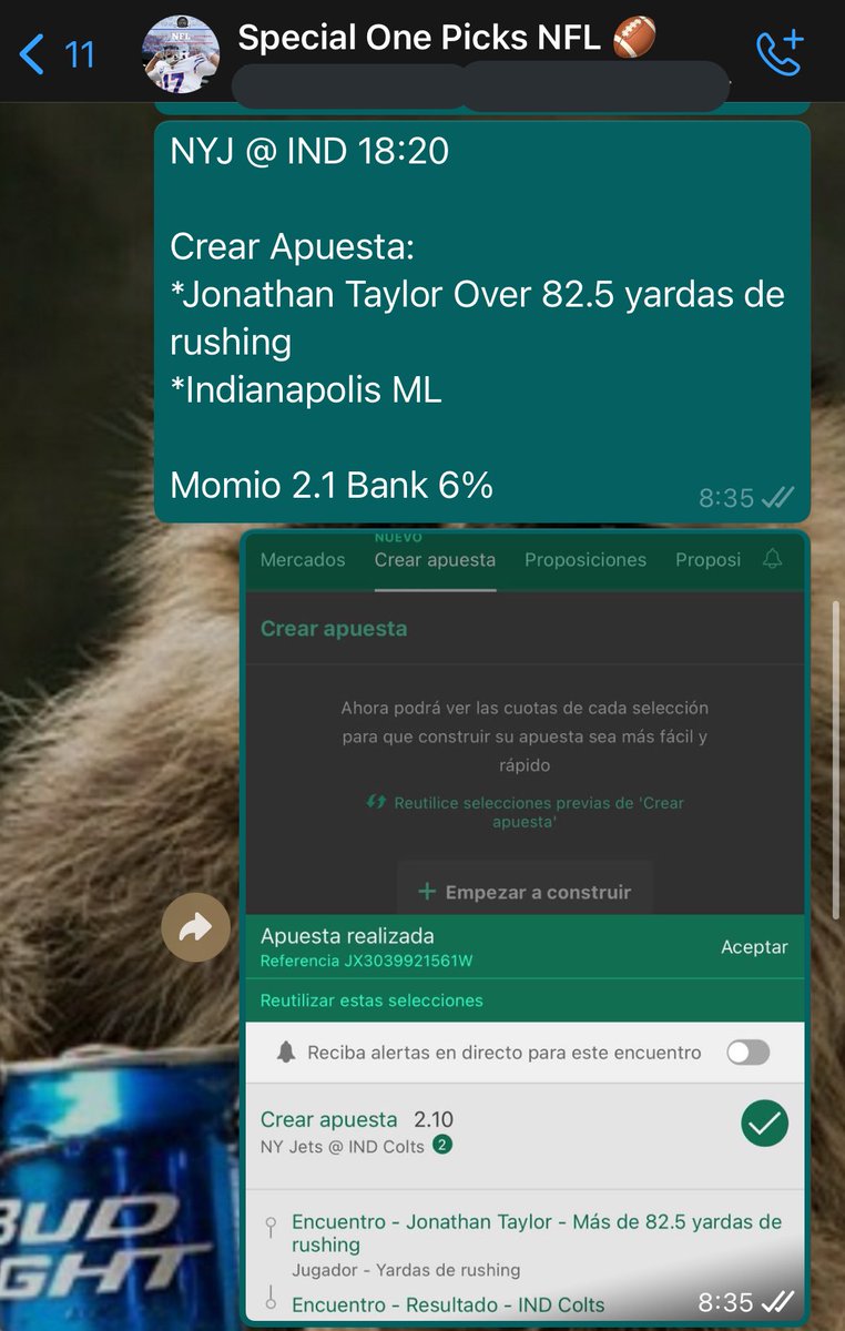 TheSpecialOne_P's tweet photo. Arrancamos con todo✅🔥

*Taylor Over 82.5 yardas de Rushing
*Indianapolis ML

Apenas mitad del tercer cuarto, Taylor lleva 172 yardas e Indy una ventaja de 32 puntos y nosotros ya aseguramos nuestro Pick cuota 2.1

Aun hay lugares disponibles en el grupo https://t.co/Hm9SfFYR9A