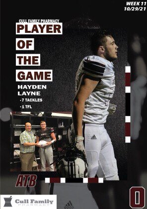 Congratulations to JR Hayden Layne for being named the Cull Family Pharmacy Player of the Week.

#OCFB
#ATB
#RebelsFootballFamily
#TODAY