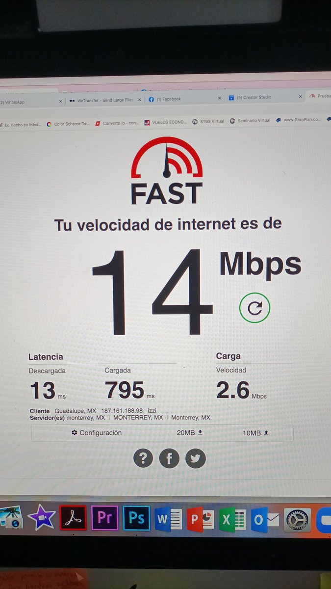 abner_millan's tweet photo. @izzi_mx 
Buenas noches
Te comparto la velocidad que recibo de tu parte.
Promoción de 100Mg y recibo 14Mg
Sirva la presente como prueba en el futuro.
Yo sigo pagando para 100Mg. https://t.co/4oyZXl1aa7