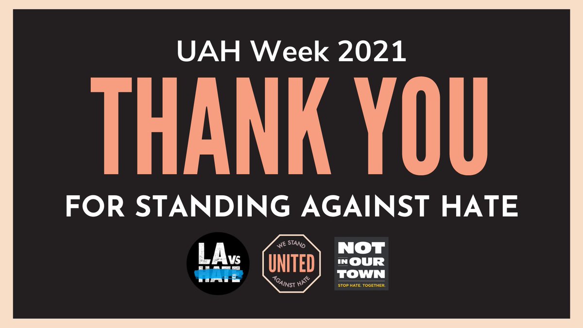 Thank you to everyone who participated in this year's #UnitedAgainstHateWeek. The movement expanded to nearly 100 participating organizations and cities, spreading the message of standing united against hate across the country.