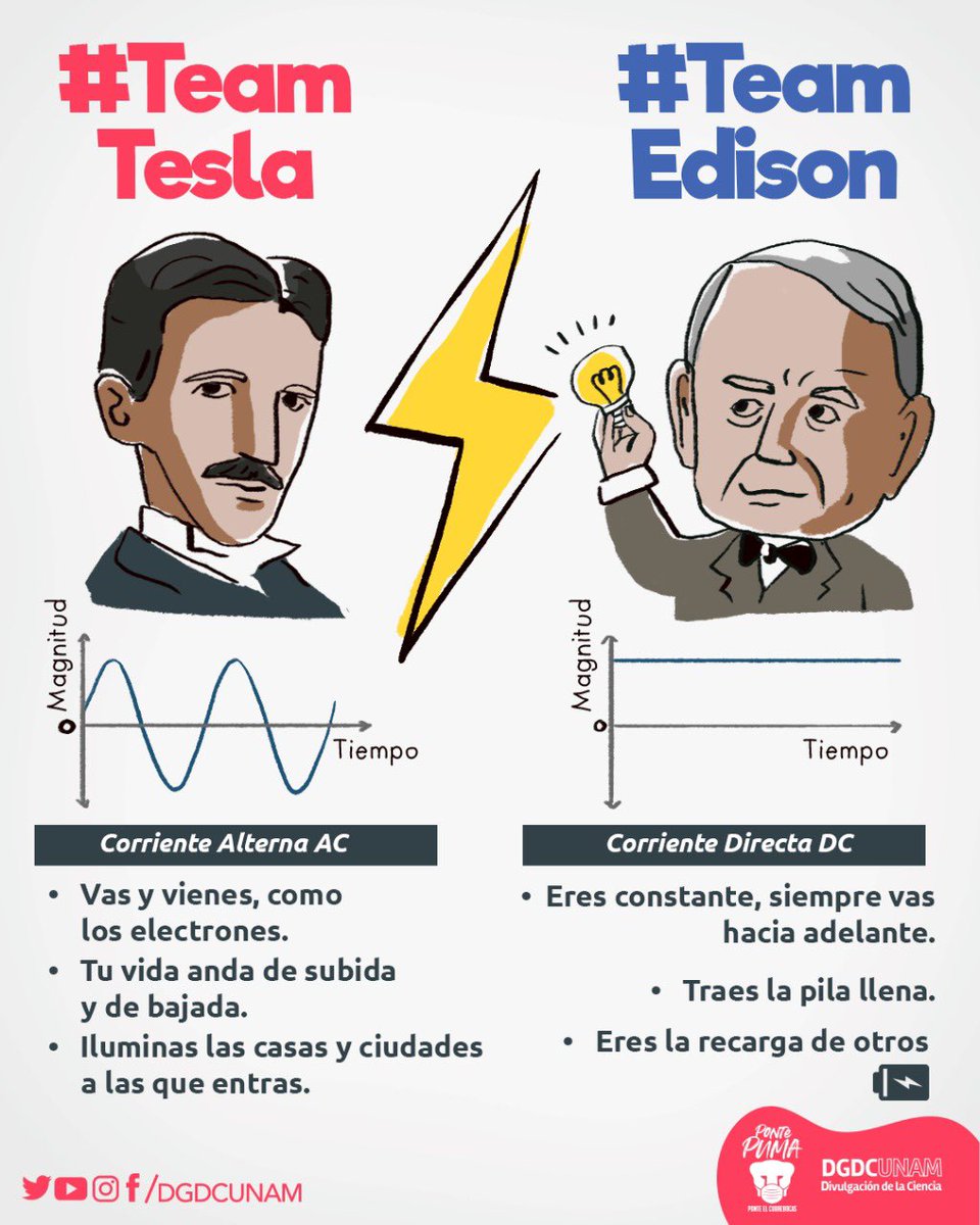 DGDCUNAM's tweet photo. ¡Momento de la verdad!
¿Eres #TeamTesla o #TeamEdison? ⚡️ https://t.co/CDwPtGVNxc