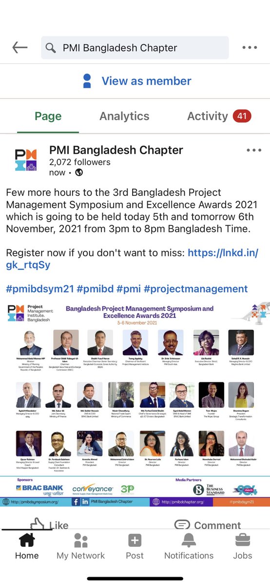 PMI_Bangladesh's tweet photo. Few more hours to the 3rd Bangladesh Project Management Symposium and Excellence Awards 2021 which is going to be held today 5th and tomorrow 6th Nov, 2021 from 3pm to 8pm Bangladesh Time.

Register now if you don't want to miss: https://t.co/hjXfGU16i2

#pmibdsym21 #pmibd #pmi https://t.co/mVeNQcC88J
