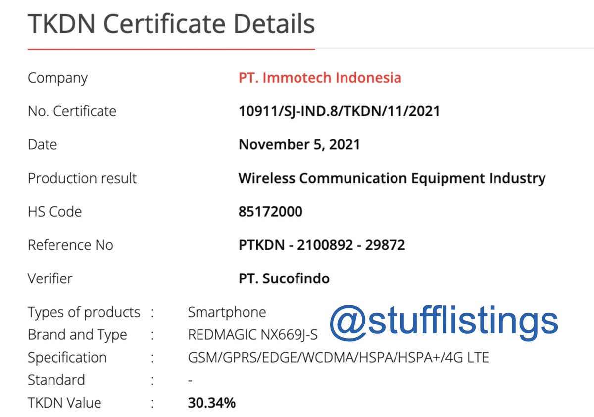 stufflistings's tweet image. Red Magic 6s Pro receives the TKDN certification.
#Nubia #RedMagic6sPro