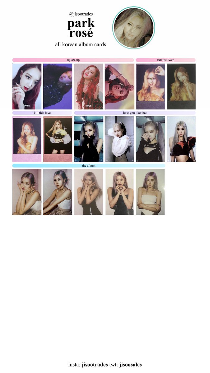 jisoosales's tweet photo. 𓂋 blackpink all korean album photocards𓂋

#blackpink #blackpinktemplates #jisoo #jennie #rosé #lisa blackpink templates #블랙핑크 #포카  블랙핑크 포카  리사 포토카드 ปราณปรียา มโบาล 김제니 김지수 박채영 리사 https://t.co/TktpeU8wzk