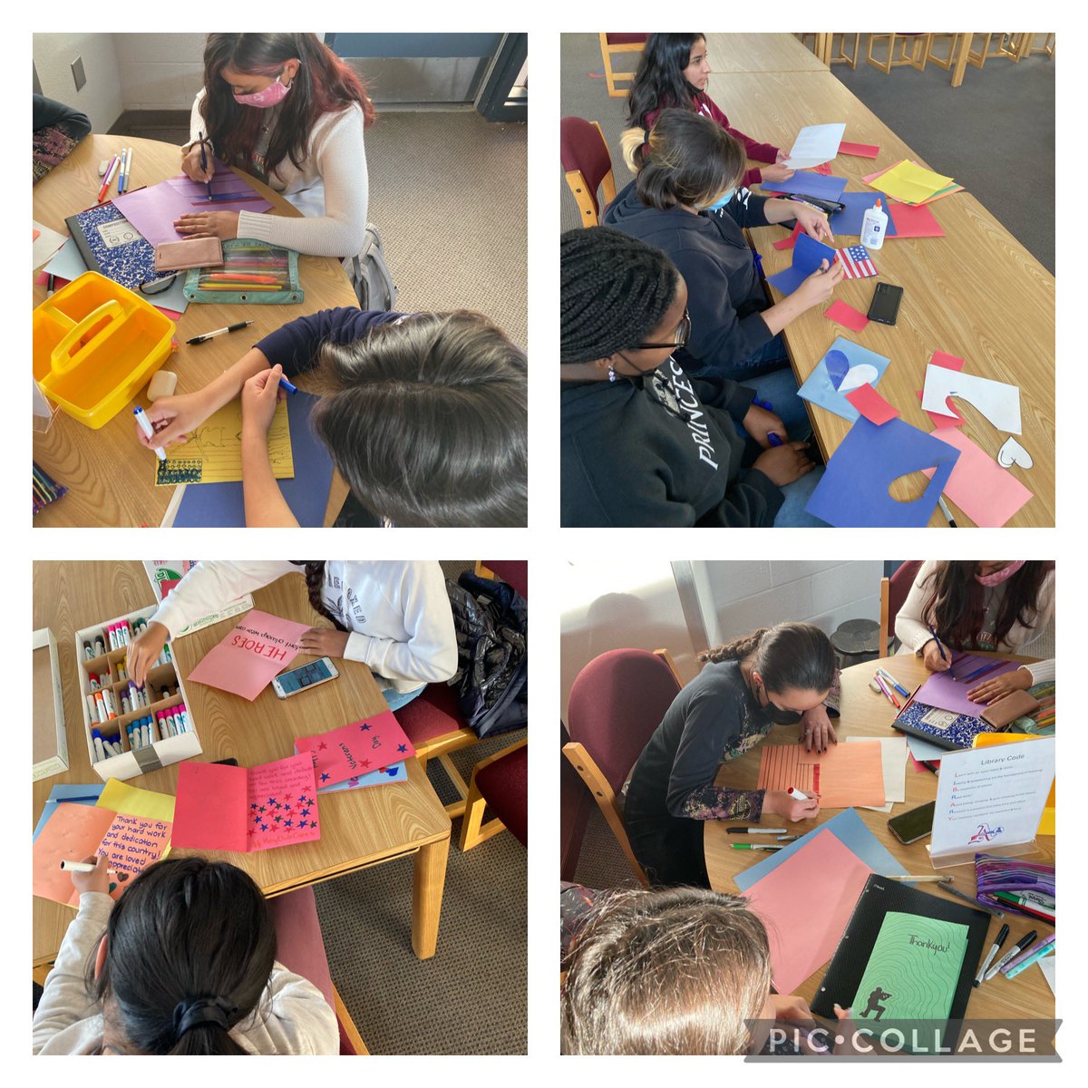AmericasKeyClub's tweet photo. Americas HS Key Club members making cards for some very special people. #KeyClubCares #Thankful https://t.co/8D2wMmZ4H0