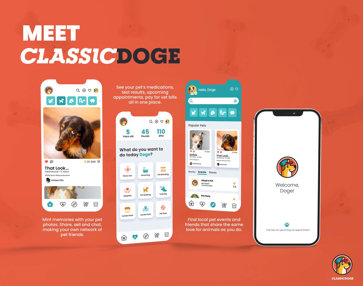 Why #ClassicDoge?

ClassicDoge is a pet social NFT marketplace &amp; all-in-one pet care app. Pet lovers can mint their favorite memories or animals to share and sell while managing their pet’s health and activity.

Join our Telegram for more info: t.me/ClassicDogeOff…

#BSC #BNB