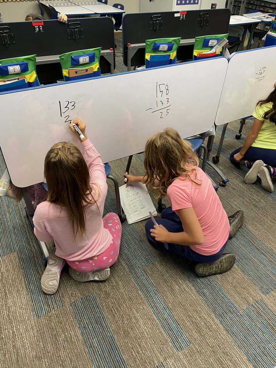 MrsWellsHB's tweet photo. Math collaboration! Musical math (think musical chairs).. Solve and change partners..working on subtraction and checking our answers with addition! Team work makes the dream work! #weareHBCSD #mathtalk https://t.co/SB4eb8InA7