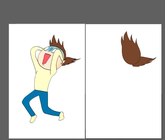 愛ちん ゆめみ愛 イラレ素材づくり ついに人間制作です アートボードを二つ出して片方は色をとるようにクリスタの素材を貼り付け イラレだとこんな風に下位のオブジェクトから重ねるように描くと最近知りました この絵の場合左腕は頭より上 右腕は頭の下