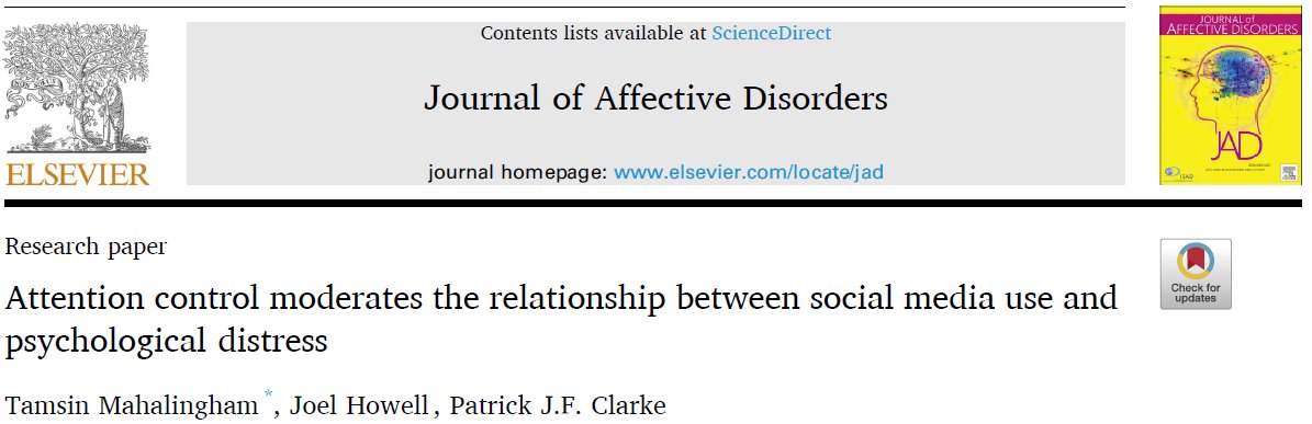 Patrick Clarke (@drpatclarke) on Twitter photo Thrilled to share the very first paper from my incredibly talented Masters (soon PhD) student <a href="/TMahalingham/">Tamsin Mahalingham π³οΈβπ</a> (also feat <a href="/joel_howl/">Joel Howell</a>).
This examined the potential role of attention control in social media use and psychological distress bit.ly/3q7Owhv 1/4 Thrilled to share the very first paper from my incredibly talented Masters (soon PhD) student <a href="/TMahalingham/">Tamsin Mahalingham π³οΈβπ</a> (also feat <a href="/joel_howl/">Joel Howell</a>).
This examined the potential role of attention control in social media use and psychological distress bit.ly/3q7Owhv 1/4